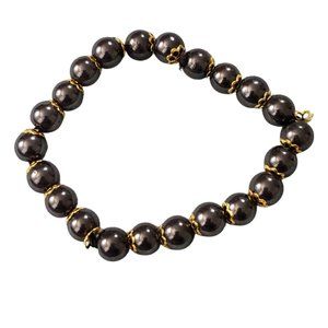 NWOT Hematite Magnetic Gold Accent Stretch Bracelet Hematite Stretch Bracelet